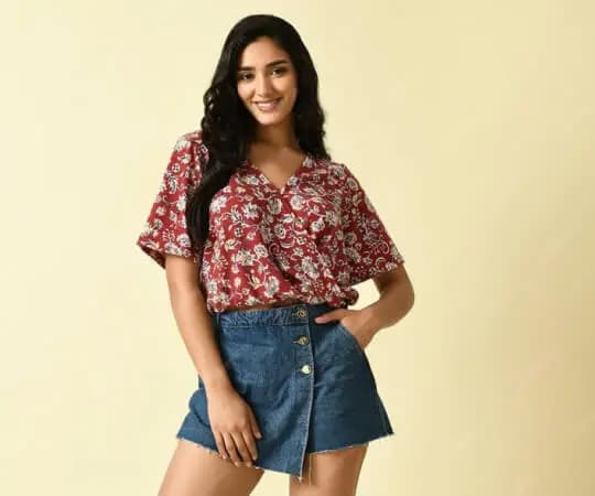 Woman wearing shorts available for custom printing