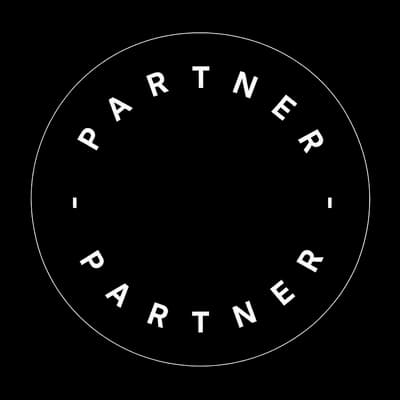 Decorative circle ornament behind the client logos
